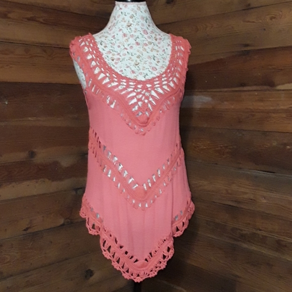 Vivid Importers of NY Tops - Vivid Importers of NY Boho Crocheted Tank